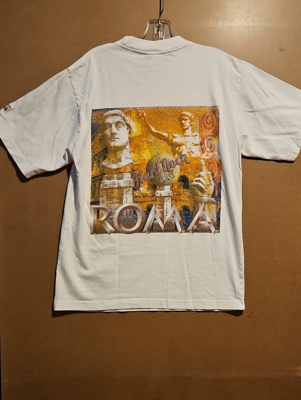 Hard Rock Cafe Roma Rome Italy Graphic Short Sleeve White Tee Med. Crew Neck